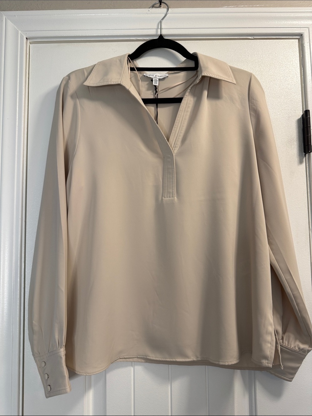 Cream Collared Long-Sleeve Tunic Top